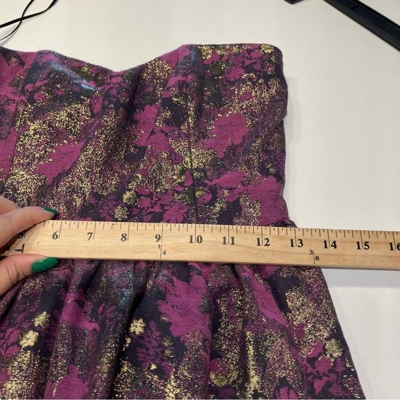 Jay Godfrey Purple Metallic Jacquard Strapless Mini Dress Sz 4 - Picture 8 of 9